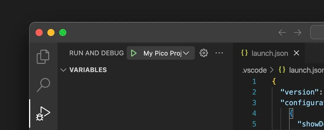 Run and Debug button
